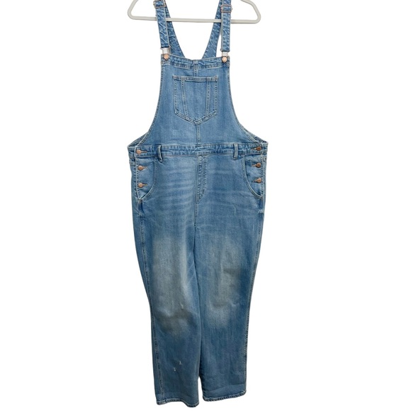 Old Navy Denim - Old Navy Womens Bib Overalls Size 20 Light Wash Distressed Stretch Cotton